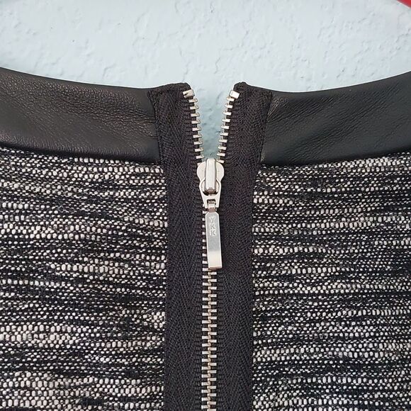 Madewell Anywhere Tweed Fix & Flare Mini Dress with Faux Leather Trim Size 8 - Picture 5 of 10